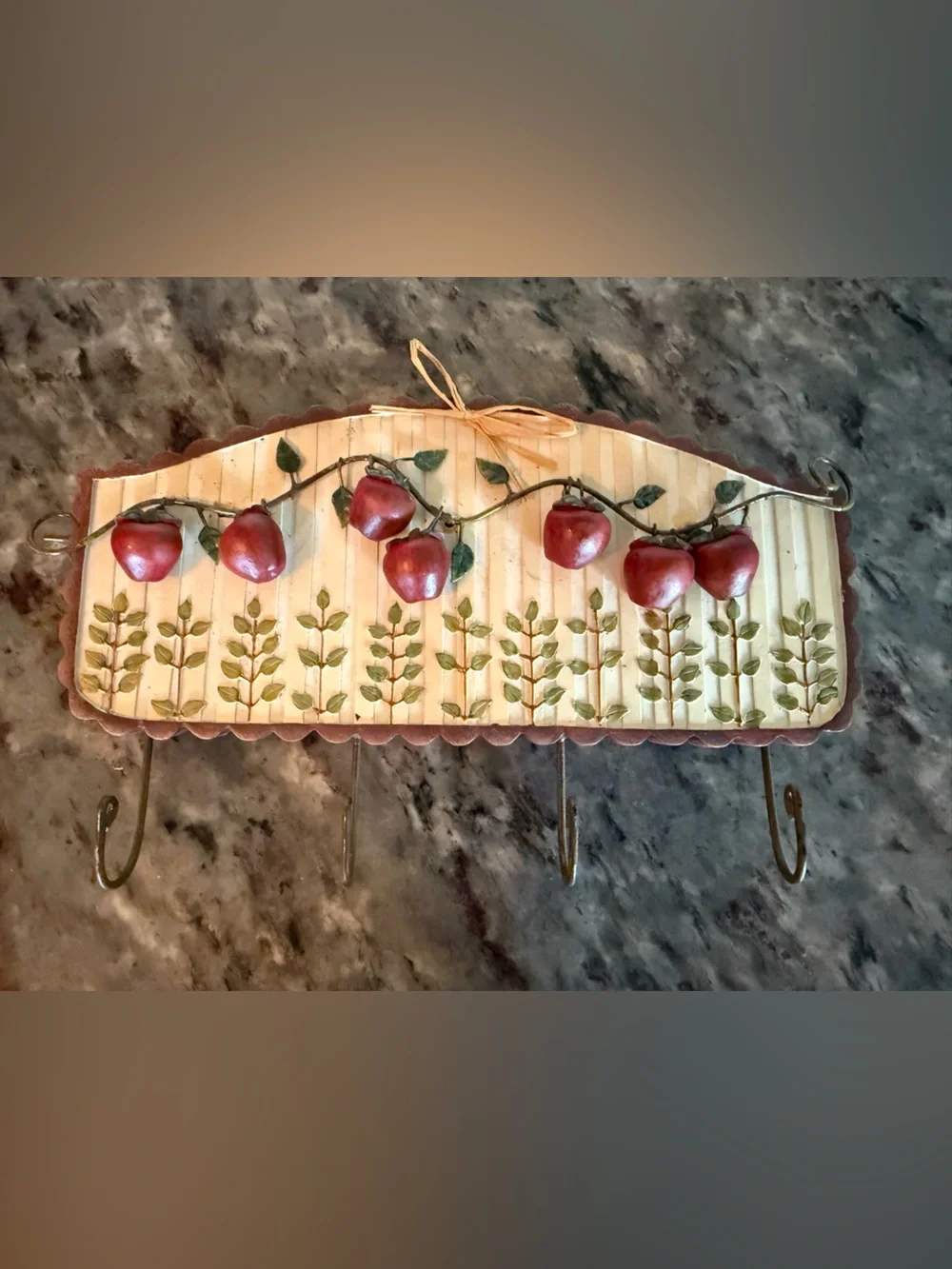 Red Apple Wall Hook Rack - Decorative Home Wall Decor
